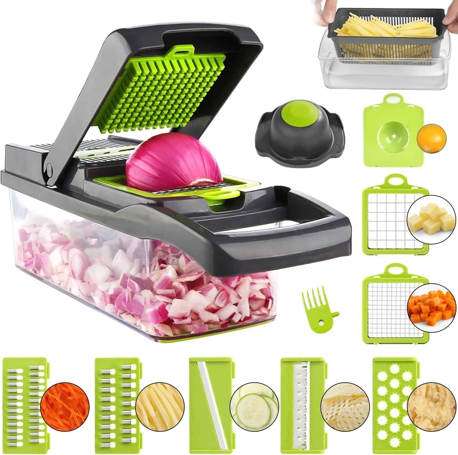 Vegetable Cutter 5 In1 Mandoline Slicer Manual Food Chopper Fruit Meat  Kitchen