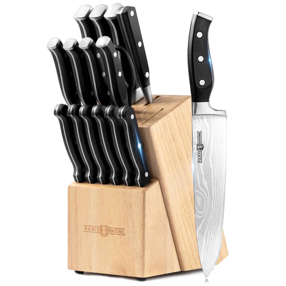 16 PCS Kitchen Knife Set with 6 PCS Steak Knives Versatile Scissors and  Block
