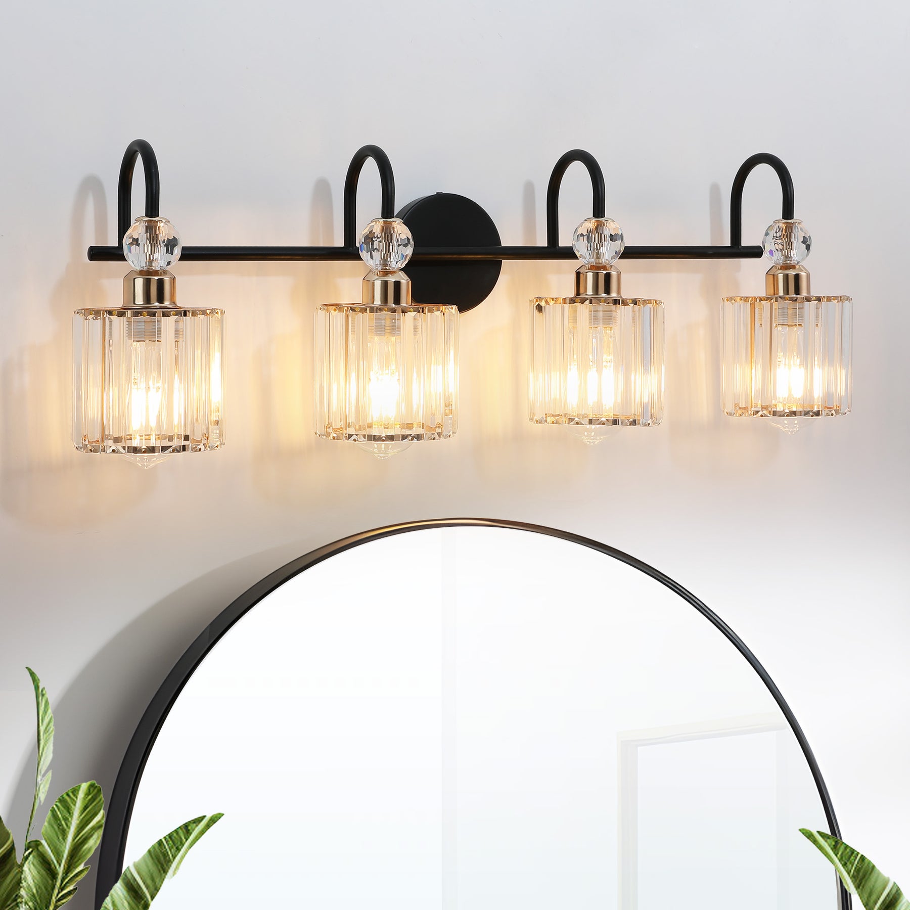 3 Light Bathroom Light Fixtures, Modern Black Vanity Lights Over Mirror,  Wall Sconce with Clear Glass Shade and Metal Base, Matte Black Vanity Lights  for Bathroom 