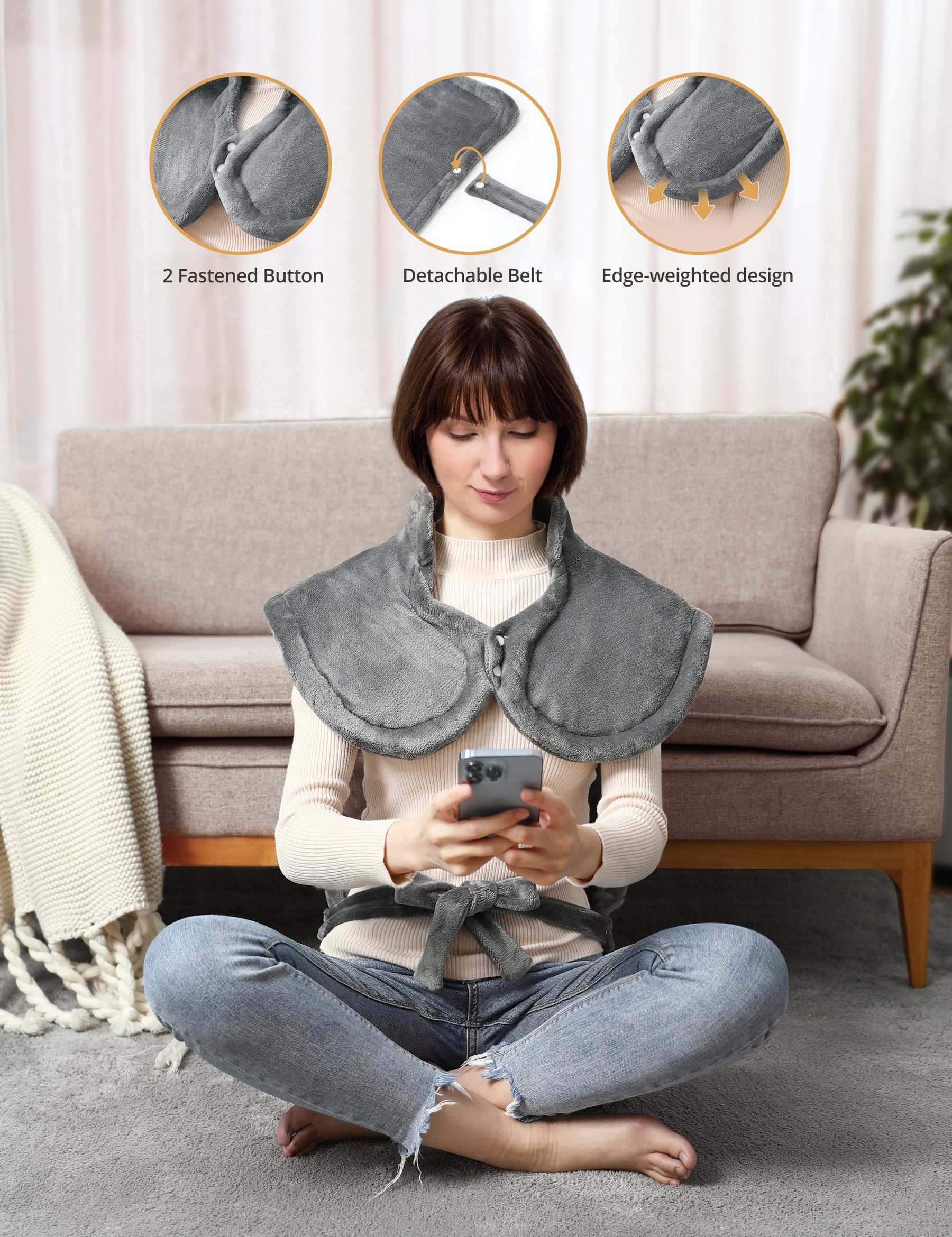 Heating Pad for Neck and Shoulders, 4 Heat Settings Weighted