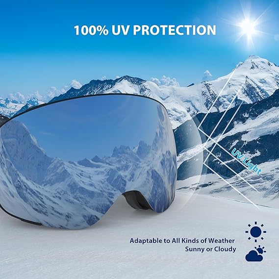Ski Goggles - [Crystal View] Snowboard Snow Goggles for Men Women