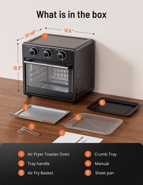 TaoTronics Air Fryer Toaster Oven - 17QT Convection Oven, 11-in-1 Steam Oven, Oven Oil-less Cooker with Rotisserie Shaft WM