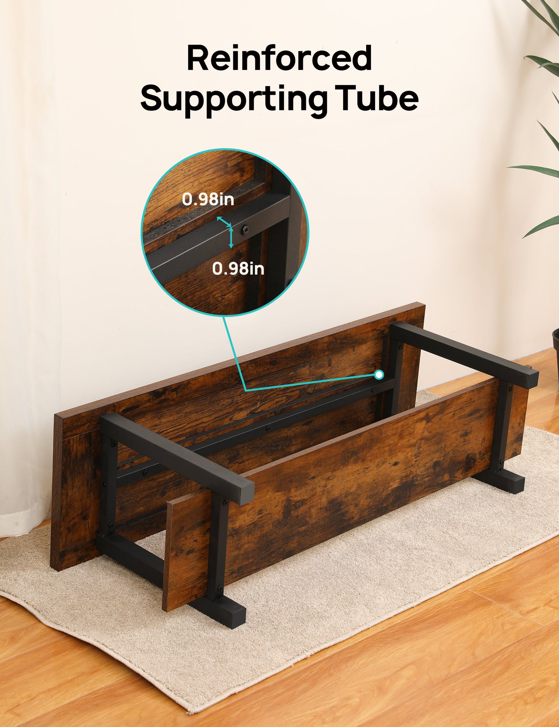 3-Tier Shoe Rack,Industrial Shoe Bench with Storage Shelves for Livingroom Brown