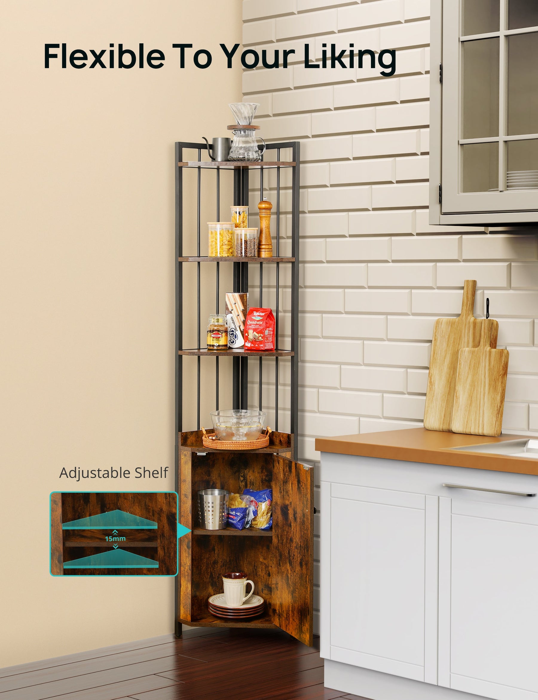 Kitchen Accessories 3 Tier Bamboo Corner Storage Shelf Stand