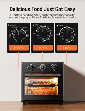 TaoTronics Air Fryer Toaster Oven - 17QT Convection Oven, 11-in-1 Steam Oven, Oven Oil-less Cooker with Rotisserie Shaft WM