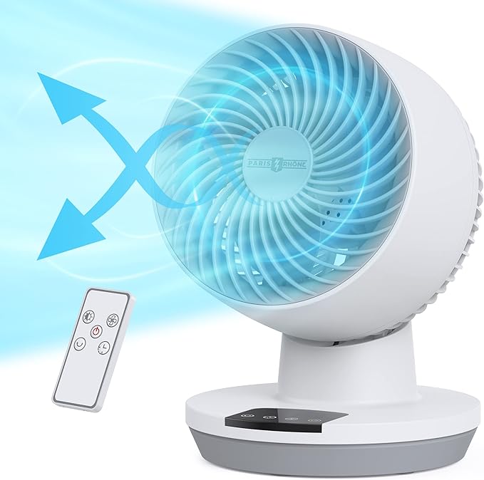 Paris Rhône 11 Inch Clip Fan 022 with Remote, Cover 161sq.ft, 3 Speeds 8" Oscillating Smart Touch Quiet