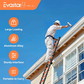 EvaStar Home 12.5FT A Frame Telescoping Ladder, Lightweight Aluminum Telescopic Ladders w/Triangle Stabilizers, Stabilizer Bar & Wheels, 330lbs Capacity Extension Ladder for Home, Outdoor