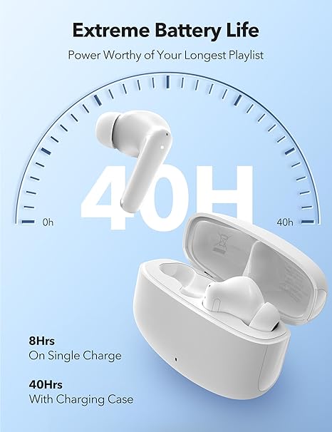 Hybrid ANC Wireless Earbuds, Immerse in Immersive Sound with Deep Bass, Long Playtime and 3 Eq Settings, Upgrade Your Audio Experience