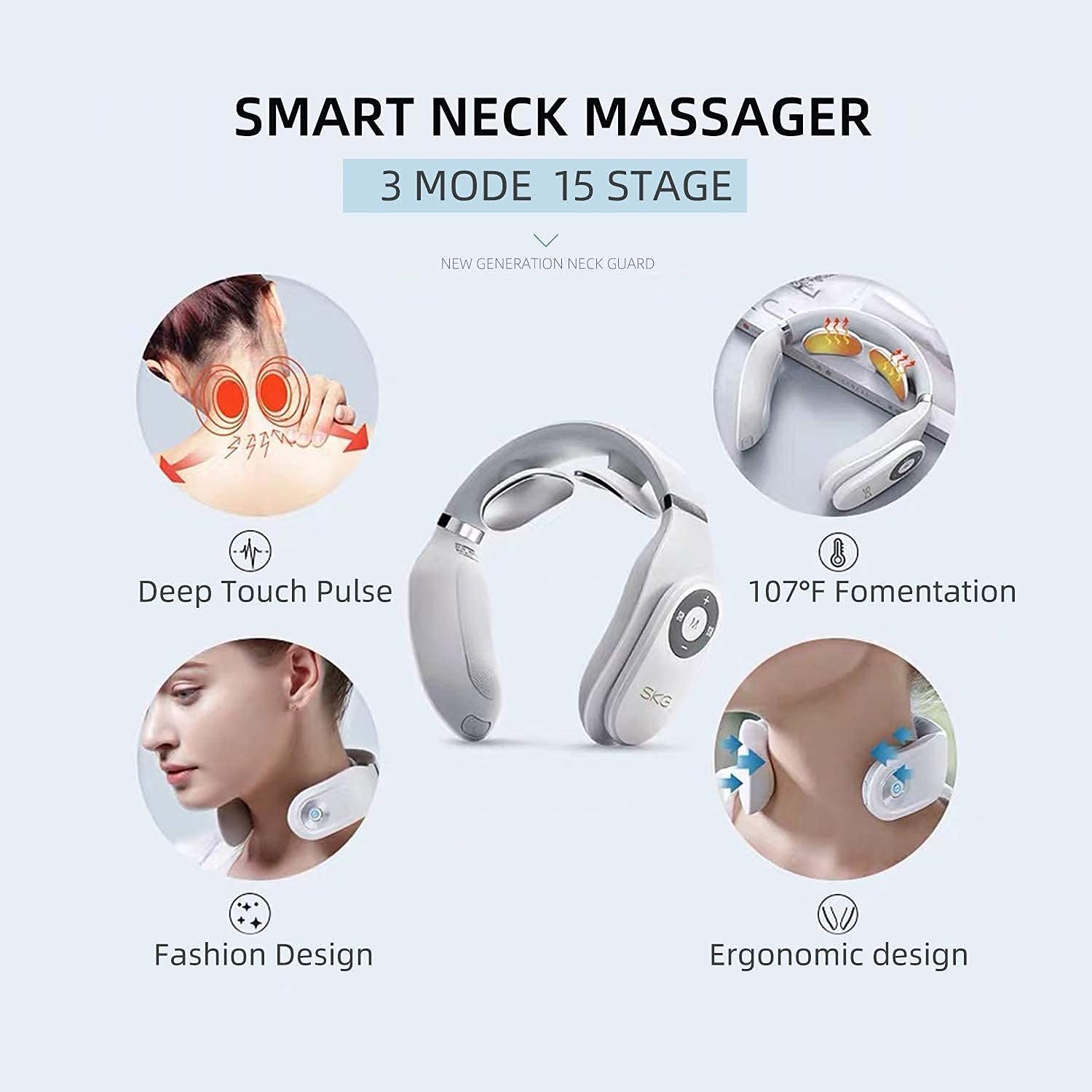 Neckology Intelligent Neck Massager with Heat, Electric Pulse Neck Massager  for Pain Relief, Wireless Neck Massager for Women