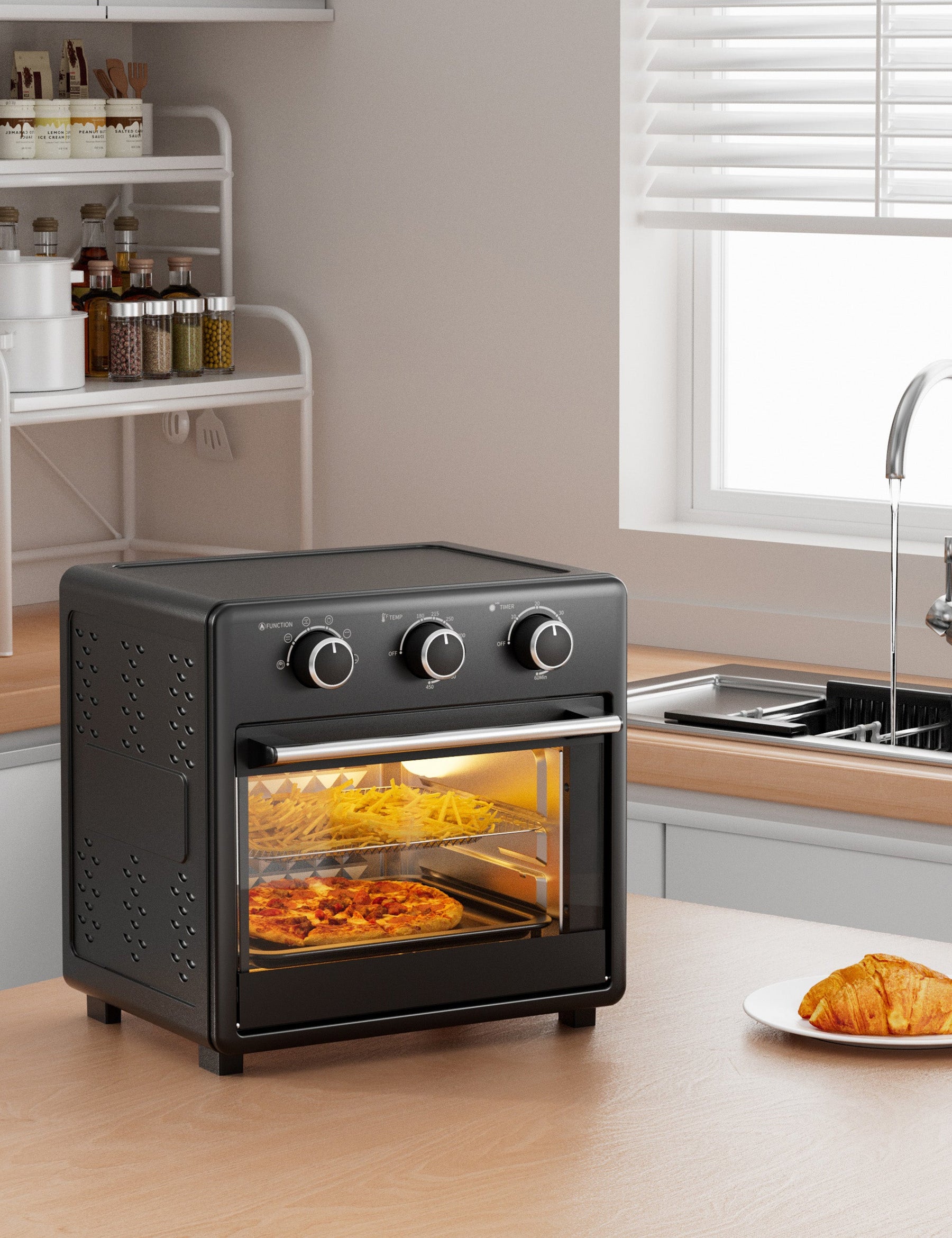 TaoTronics Air Fryer Toaster Oven - 17QT Convection Oven, 11-in-1 Steam Oven, Oven Oil-less Cooker with Rotisserie Shaft WM