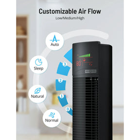 Tower Fans, 36" Standing Fan, 70° Oscillating Fans, Fan with APP Control/Remote, Bladeless Cooling Fan, 3 Speeds 4 Modes LED Display, 12H Timer, Floor Fan for Home Office WM