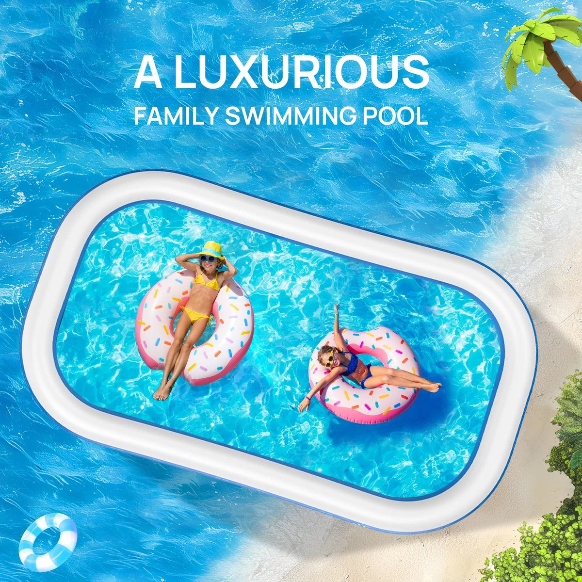 Evajoy Inflatable EJ-HF021 Outdoor Family Large Pool for Toddlers, Kids, Adults  WM