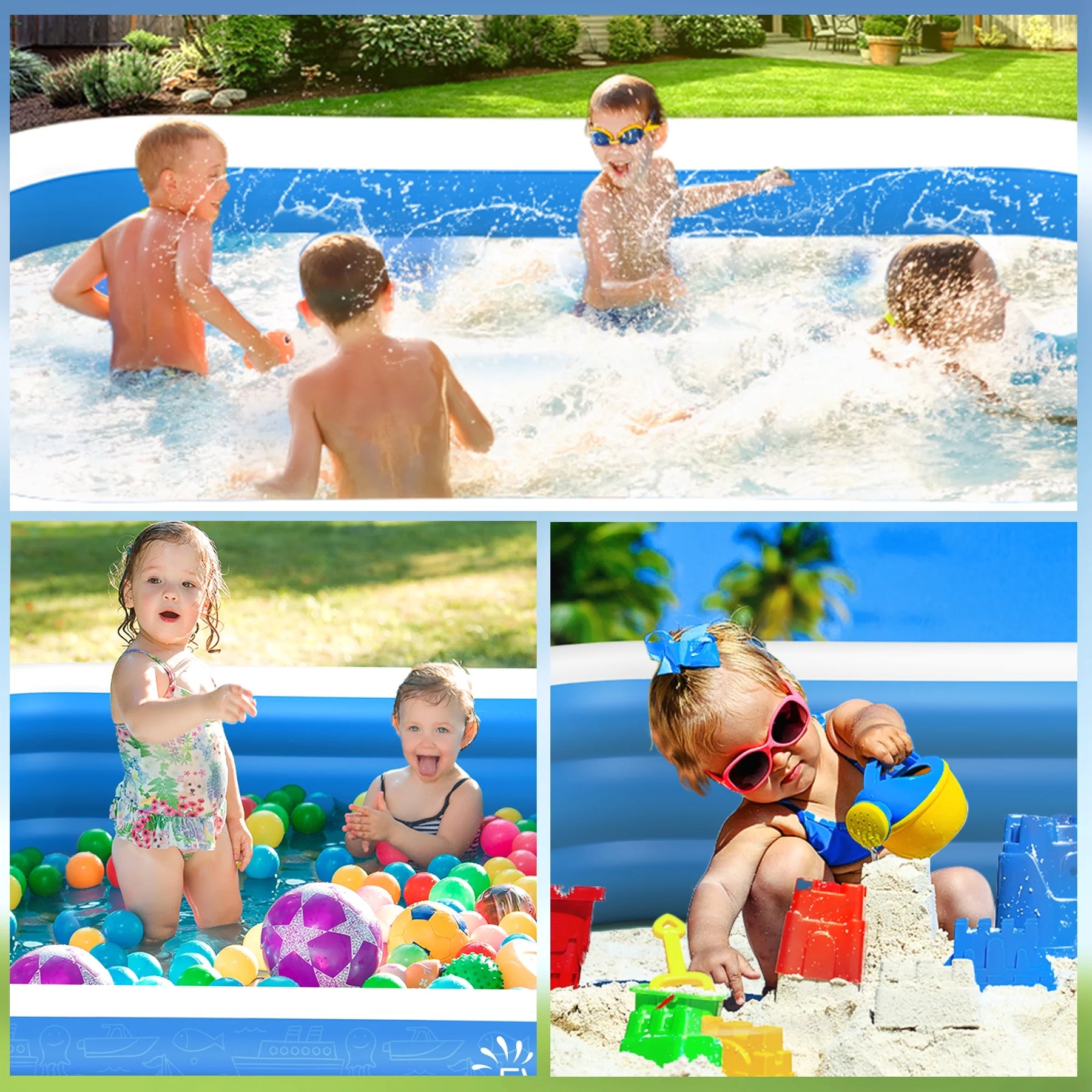 Evajoy Inflatable EJ-HF021 Outdoor Family Large Pool for Toddlers, Kids, Adults  WM