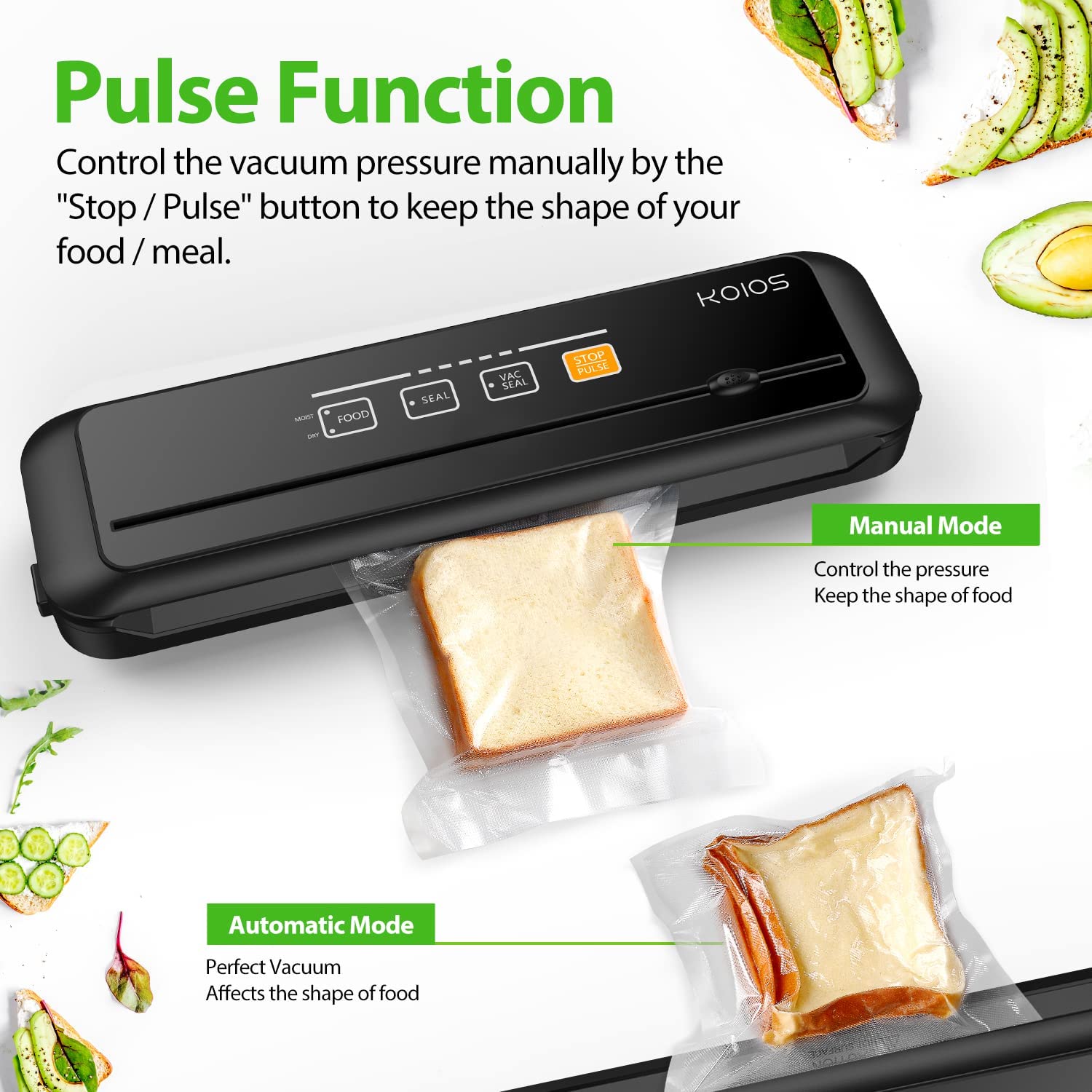 Vacuum Sealer Machine, Portable Vacuum Sealer Compact Vacuum Sealing System  with 20 Heat Seal Bags and User Manual for Home Kitchen Food Preservation