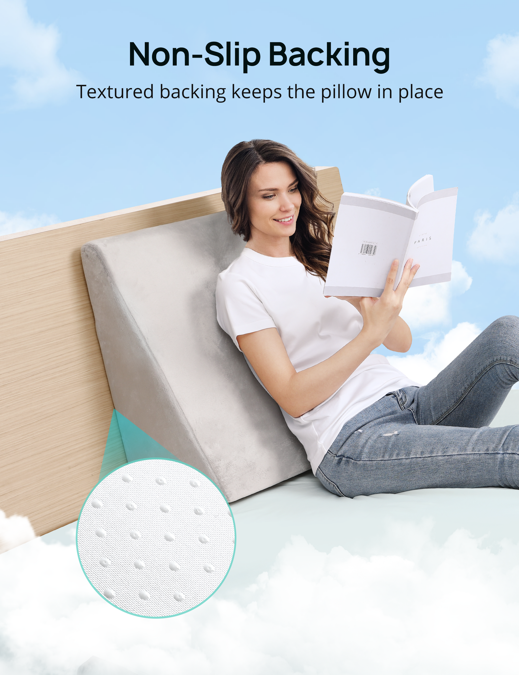 Bed Wedge Pillow Adjustable 9 to 12 Incline, Legs and Back Support Cushion