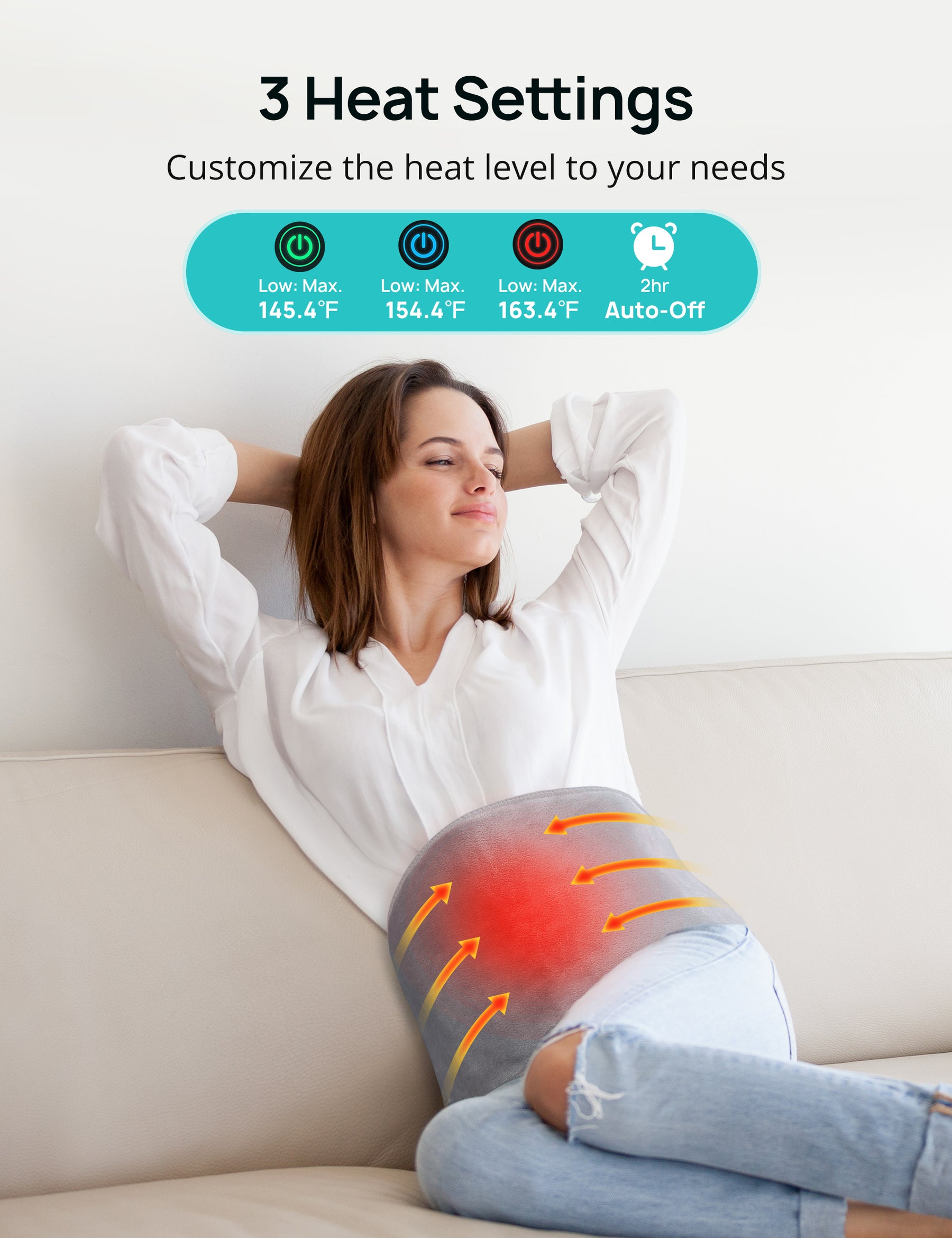 Evajoy Electric Heating Pad, Graphene Heating Belt, Pain Relief for Ba