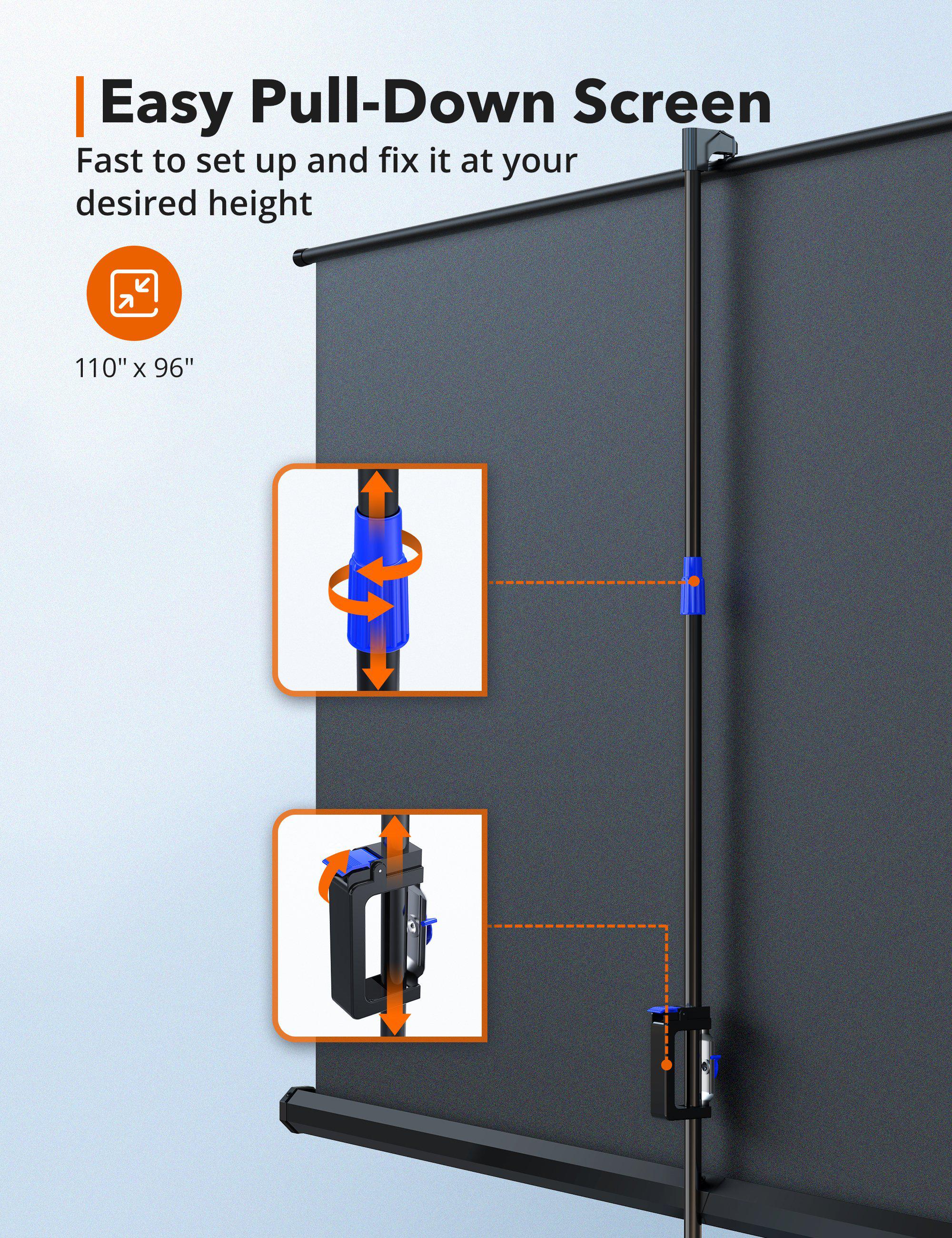Projector Screen with Stand HP020, 120 inch Projector Screen 4K HD with Wrinkle-Free Design-TaoTronics