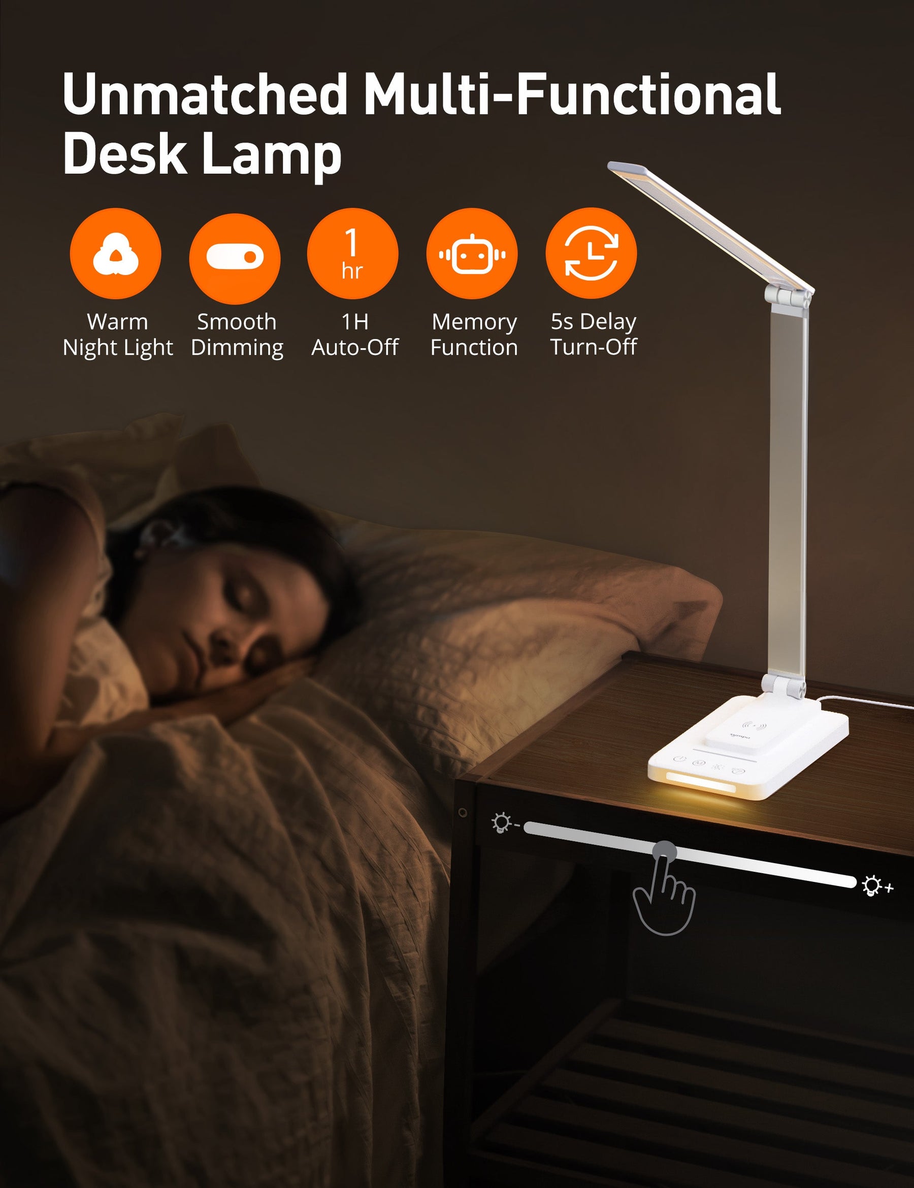 Sympa Cordless Table Lamp, Type-C Rechargeable Table Lamp with Smooth