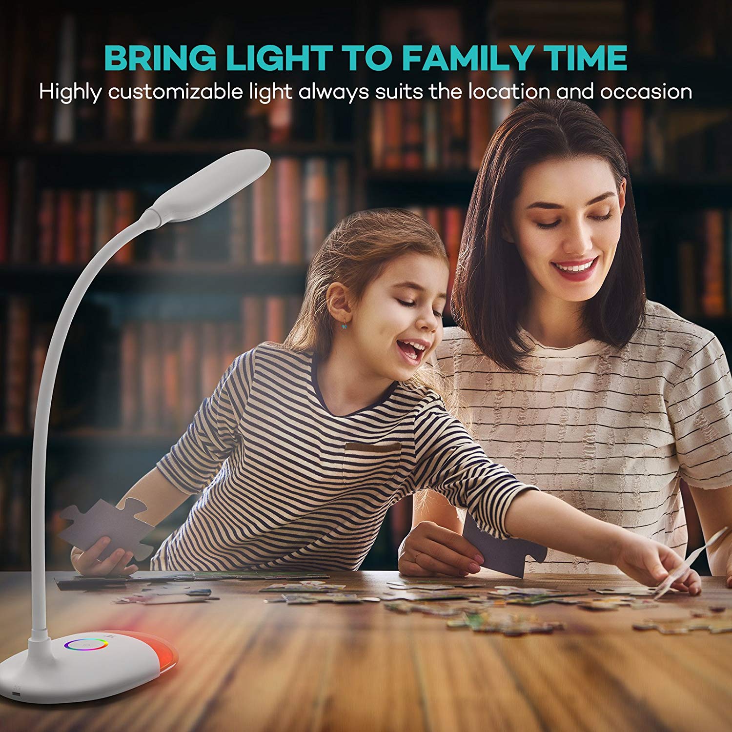 Etekcity Wireless Rechargeable Color LED Desk Lamp Eye-Caring Table