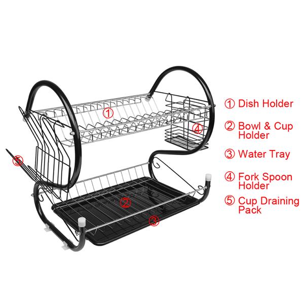 Drying rack dish drainer large tray