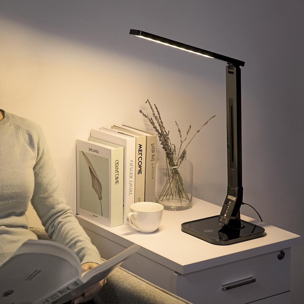 Moderne Tischlampe mit kabellosem Ladegerät USB 1-Licht-Desktop-Touch- –  Wehomz